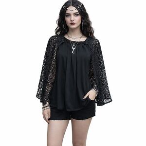 CHELSEA🌺ROSE Size L Whimsy Goth Black Lace Cape Blouse